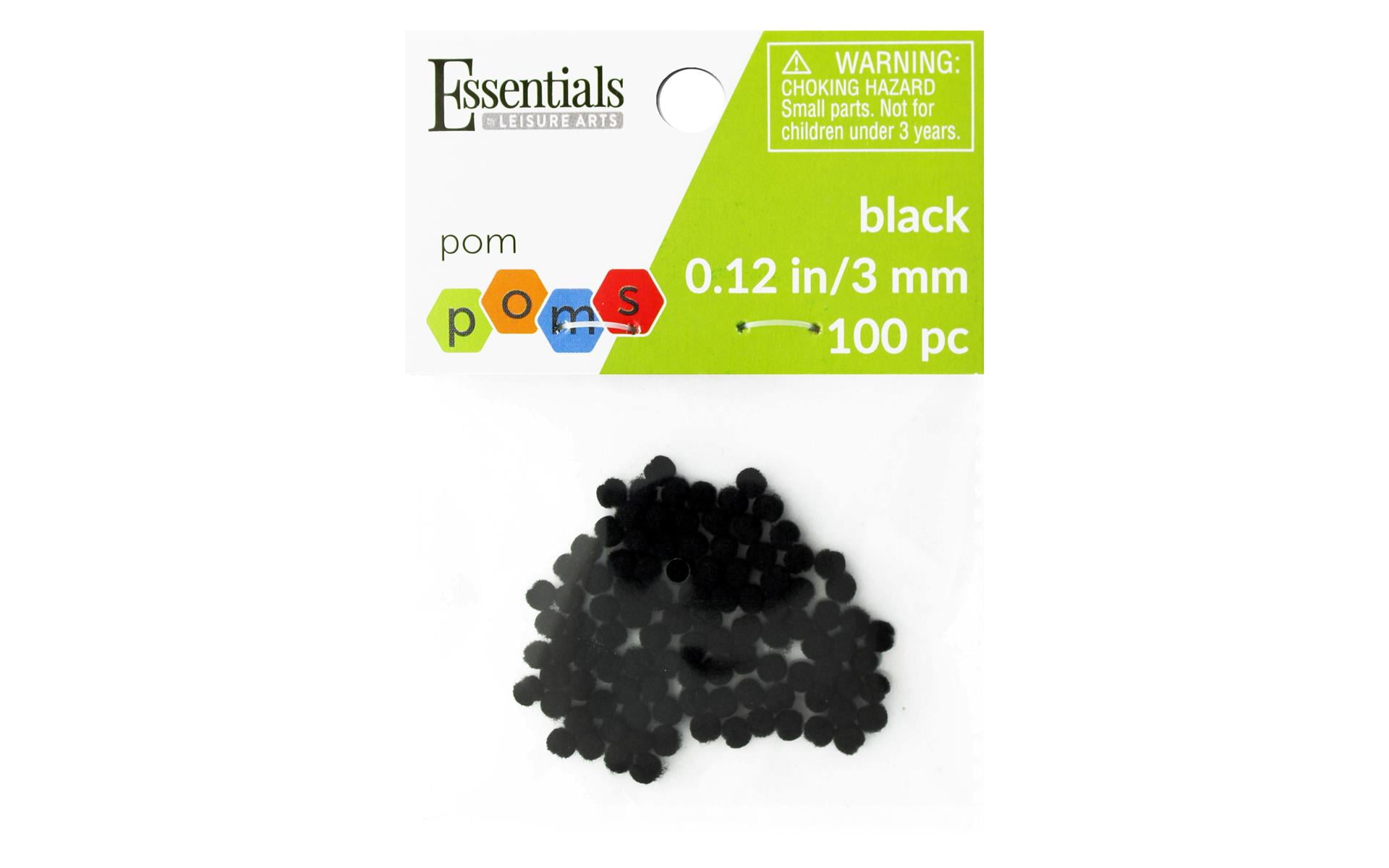 Essentials By Leisure Pom Pom 3mm Black 100pc