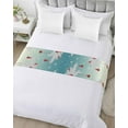 thumbnail image 5 of Bed Runner Scarf King Size, Teal Christmas Stain Bed Runners & Scarves for Foot of Beds, Xmas Snowman Truck Tree Balls Decorative Bedding Runner Scarf for Hotel Home Bedroom, 5 of 6
