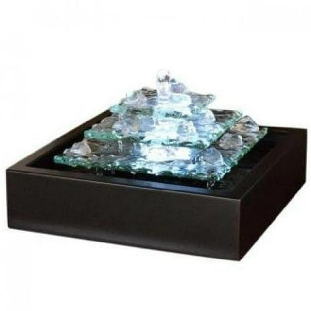 Bluworld WWGIB Glacier Ice Lighted Glass Bubbling Tabletop Water Fountain