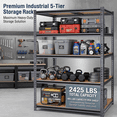 thumbnail image 3 of Garage Shelving Unit, Heavy Duty Metal Storage Shelves 2400 lbs, 5 Tier Adjustable Shelving Rack, Industrial Garage Storage Shelf for Basement Kitchen Office (20"D x 40"W x 72"H), 3 of 7