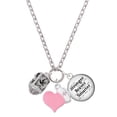 thumbnail image 1 of Delight Jewelry Silvertone Antiqued Plumeria Flowers Spinner - Light Pink Heart Nurse Strong Zoe Necklace, 1 of 4