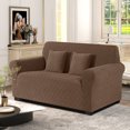 thumbnail image 5 of KINCAM 2-Seater Loveseat Slipcover, Stretch Couch Cover with 2 Pillow Cover, Machine Washable Furniture Protector, Light Coffee, 5 of 7