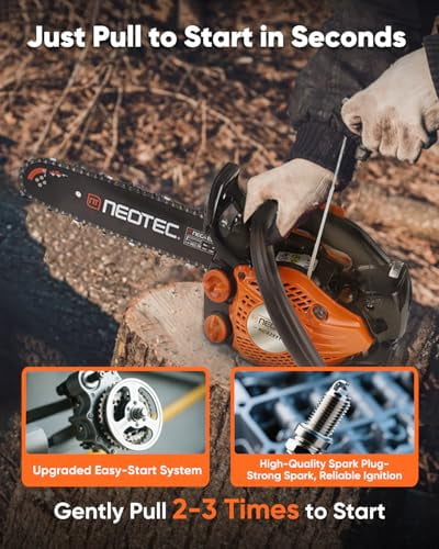 25cc Gas Chainsaw 12 Inch Gas Powered Chainsaws 2-Cycle Petrol Handheld Gasoline Chain Saw Power Saws for Cutting Wood Tree Trimming