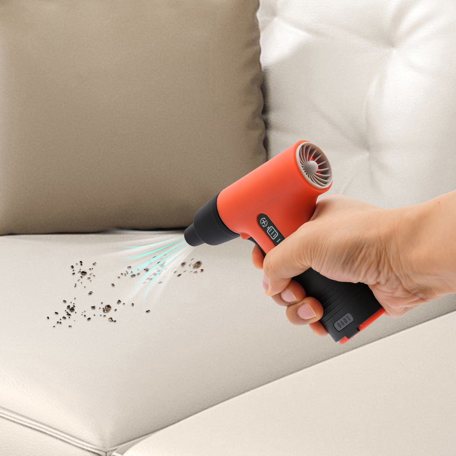 Electric Air Duster, Compressed Air Duster, Tiny Electric Cleaner, Rechargeable Air Blower for Air Mattress Inflation, Cleaning Camping Trash, Hair Blowing (4.3*1.4*4.9in)