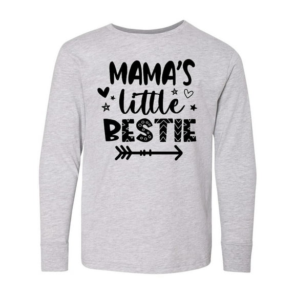Inktastic Mama's Little Bestie with Arrow and Hearts Long Sleeve Youth T-Shirt