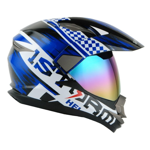 1Storm Dual Sport Helmet Motorcycle Full Face Motocross Off Road Bike HGXP14A Storm Blue