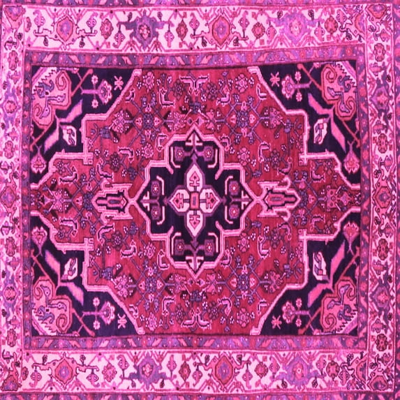 Ahgly Company Indoor Square Oriental Pink Traditional Area Rugs, 7' Square