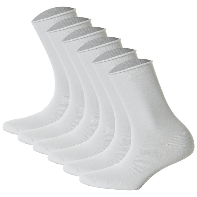Hudson 6 pares de calcetines para mujer - Only 6-pack, calcetines cortos, borde enrollable, Unicolor Blanco 39-42