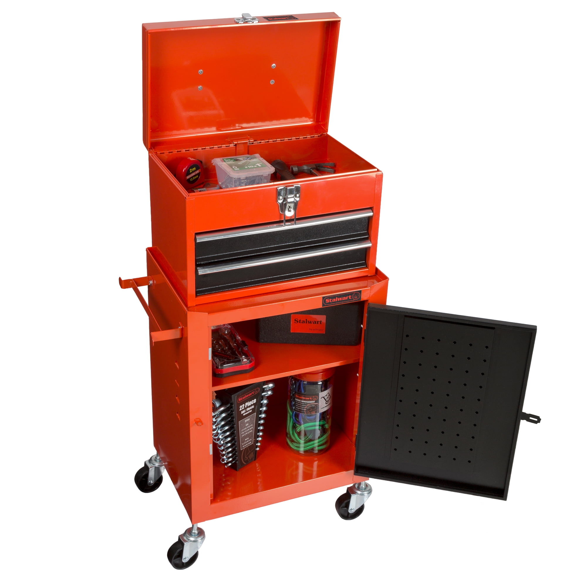 Tool Chest With Rolling 2 Pieces Wheels Red Box Garage Toolbox