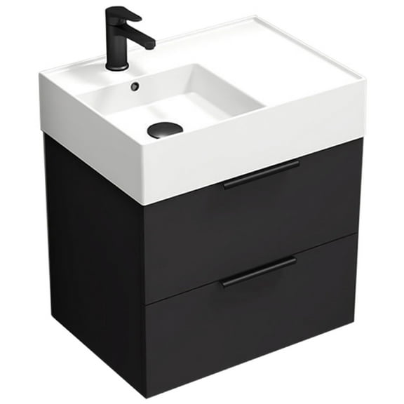 Nameeks Derin-2417-W Derin 24" Wall Mounted Single Basin Vanity Set - Black