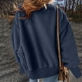 thumbnail image 2 of Ediodpoh Womens Casual Crew Neck Splicing Design Loose Hoodless Pullover Top Womens Sweatshirts Navy L, 2 of 9