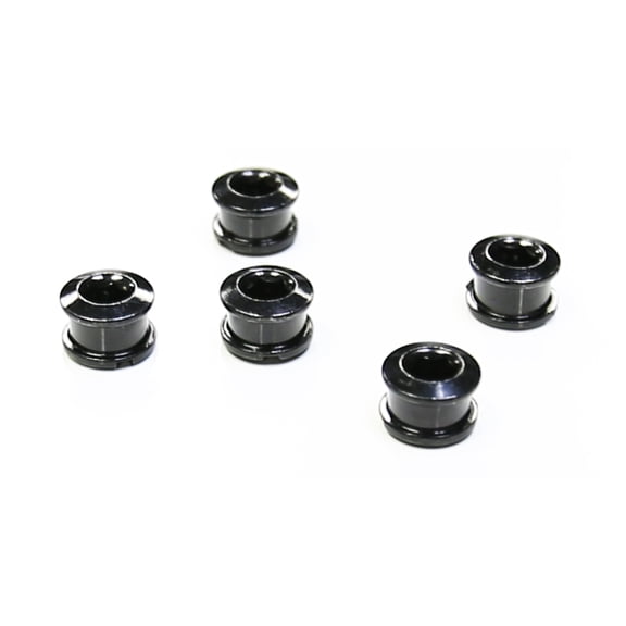 The Flying Wheels Single Bicycle Chainring Bolts - Black Steel Set of 5 (Black)