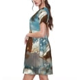 thumbnail image 2 of Disketp Fresh Coconut Splash para Vestido de Manga Corta para Mujeres, Vestidos de Verano para Mujeres, Casual y Holgado para la Playa, 2 of 6