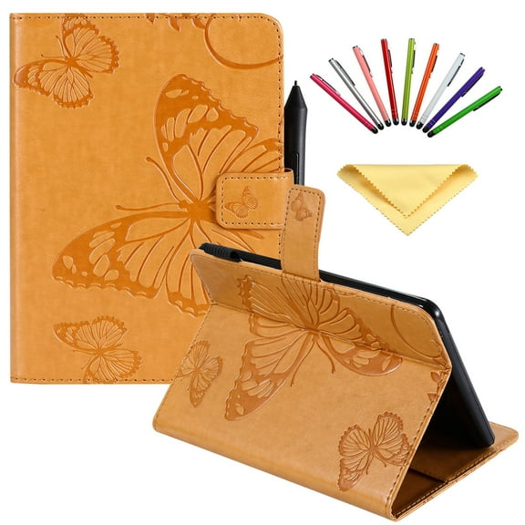 Dteck Folio Case For Amazon Kindle Paperwhite 6", Lightweight Embossed Butterfly PU Leather Flip Stand Case Cover with Card/Stlylus Holder,Yellow