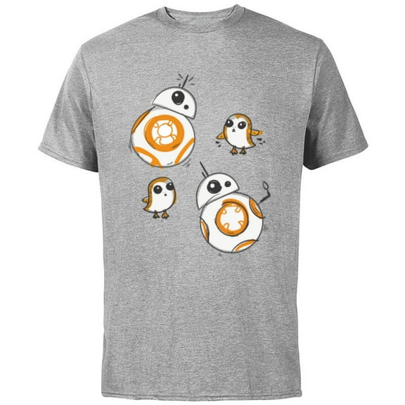 Star Wars Porg and BB-8 Doodle - Short Sleeve Cotton T-Shirt for Adults - Customized-Athletic Heather