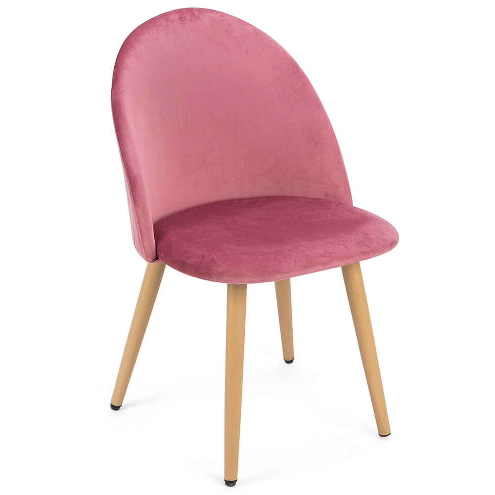 Kepooman 2Pcs Medieval Dining Chair, Chair for Kitchen, Makeup Chair with Soft Velvet Seat and Wooden Style Stool Legs, Accent Side Chair for Living Room, Pink