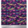 thumbnail image 1 of Soimoi Purple Georgette Viscose Fabric Palm Leaves & Flamingo Bird Print Fabric by the Yard 42 Inch Wide, 1 of 3