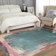 thumbnail image 4 of Distressed Faded Rug 8x10, Vintage Border Area Rug Washable, Modern Abstract Rugs for Living Room, Bedroom, Distressed Faded Pattern Carpet Home Decor, Non Slip Dhdfdh38, 4 of 5