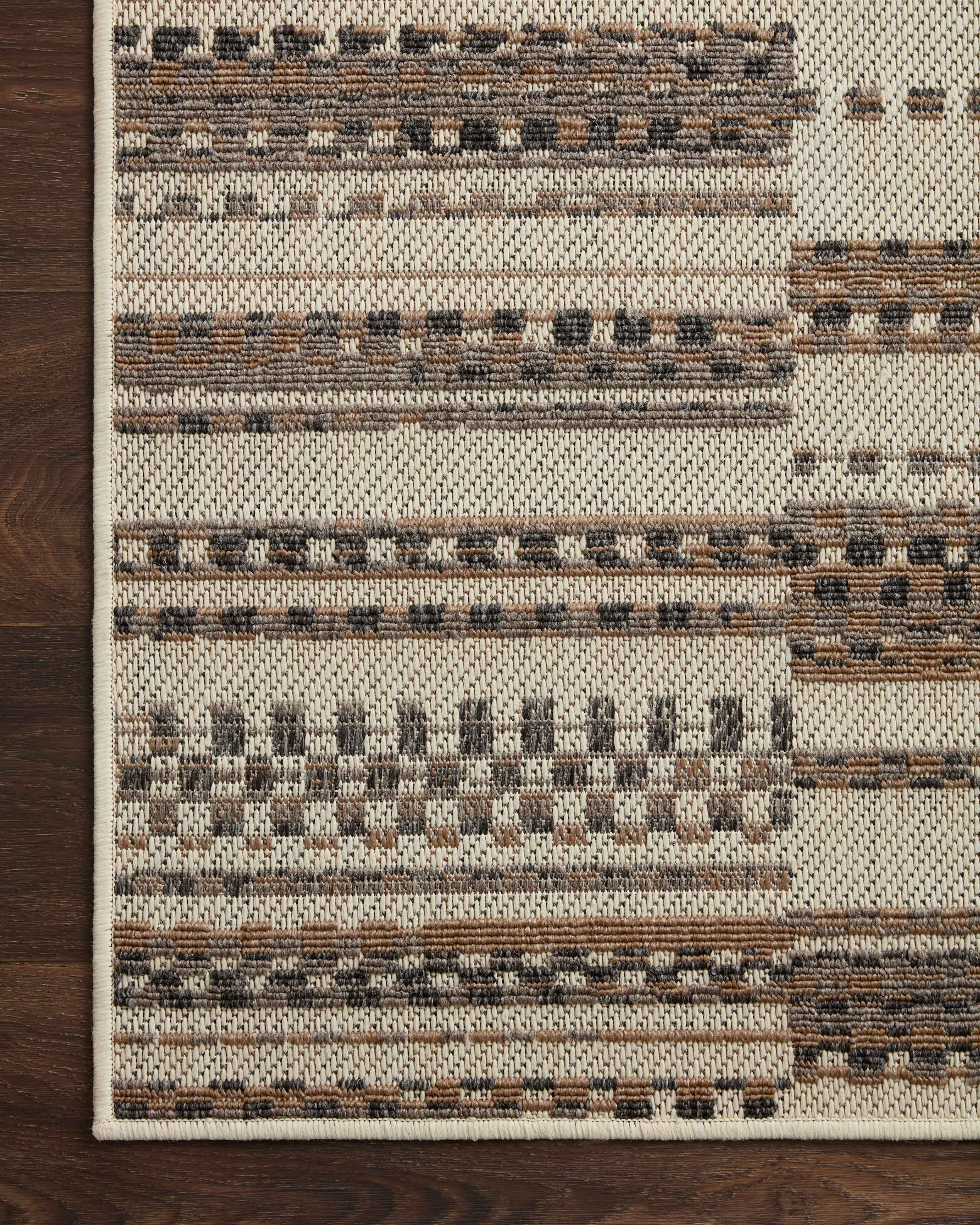 Indoor Outdoor Loloi Rainier Ivory / Taupe 2'-3" x 7'-7" Runner Rug
