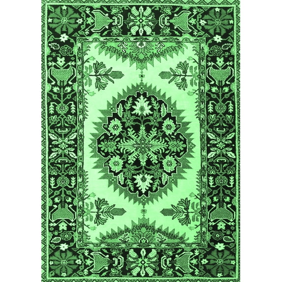 Ahgly Company Indoor Rectangle Persian Emerald Green Traditional Area Rugs, 5' x 7'
