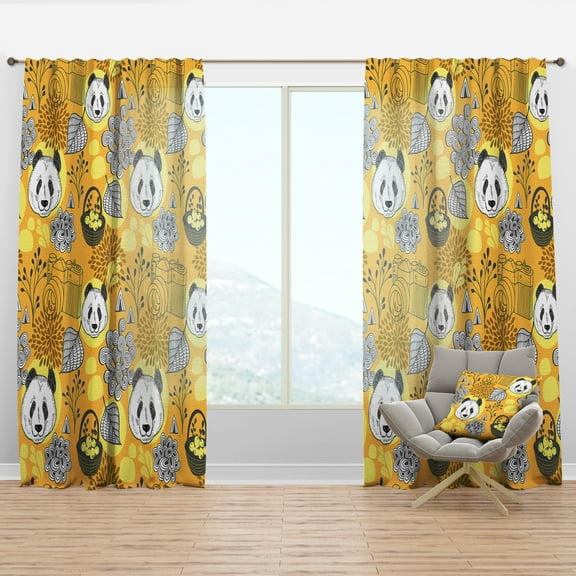 Designart 'Moods Yellow XII' Oriental Curtain Panel