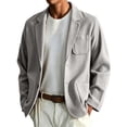 thumbnail image 2 of Men Wool Blazer Notched Lapel Single Breasted 2 Button Closure Coat Long Sleeve Business Casual Fall Winter Jacket with Pockets, 2 of 6