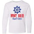thumbnail image 3 of Inktastic Boat Hair Don't Care, Steering Wheel - Red Blue Long Sleeve Youth T-Shirt, 3 of 5