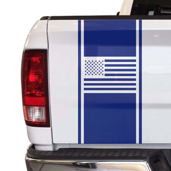 American USA Flag Racing Stripes Truck Tailgate Vinyl Decal Sticker Sport Lines Styling Straight Lines Compatible with Most Pickup Trucks Back Graphic Sporting (11" x 25", Cobalt Blue)