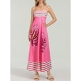 thumbnail image 6 of Michellecmm Womens Striped/Floral Print Swing Maxi Dress Smocked Backless Spaghetti Strap Flowy Sundress with Pocket Vacation Long Dress, 6 of 9