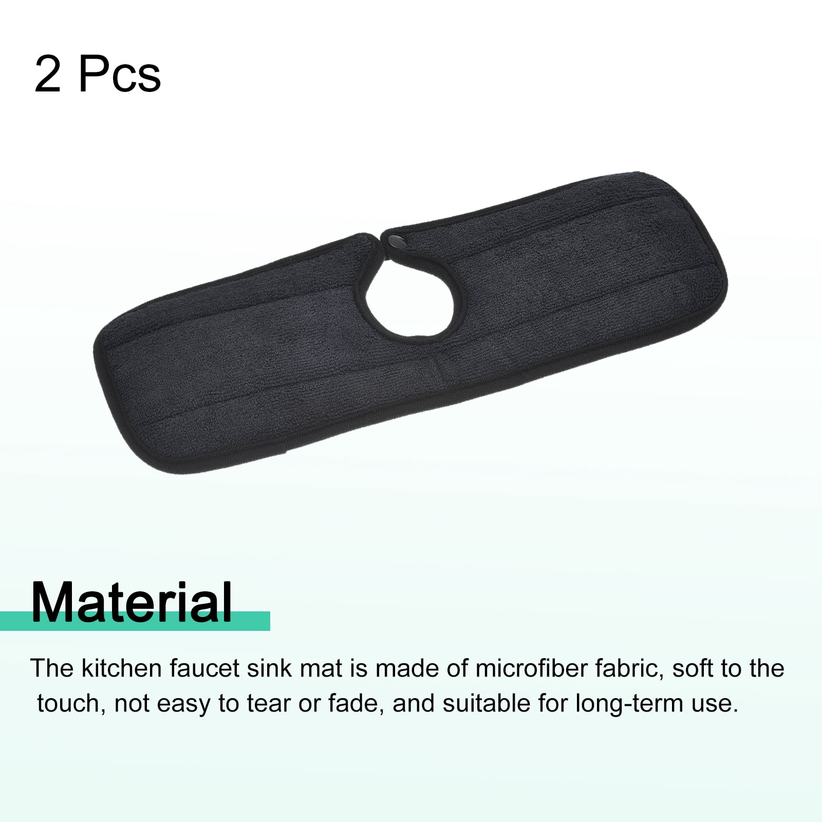 Unique Bargains Kitchen Sink Splash Guard Microfiber Mat Drip Catcher 14.96"x5.12" Black