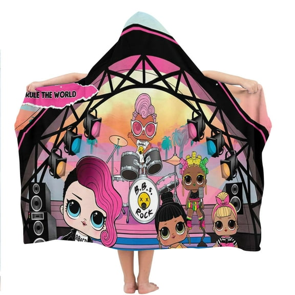 LOL Surprise Hooded Kids Beach Towels Toddler Hat Swim Cover-ups Poncho Absorbent Pool Wrap Microfiber Bath