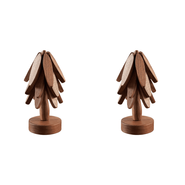 Salvamanteles con forma de árbol posavasos de madera con aislamiento térmico soportes para ollas (nogal)