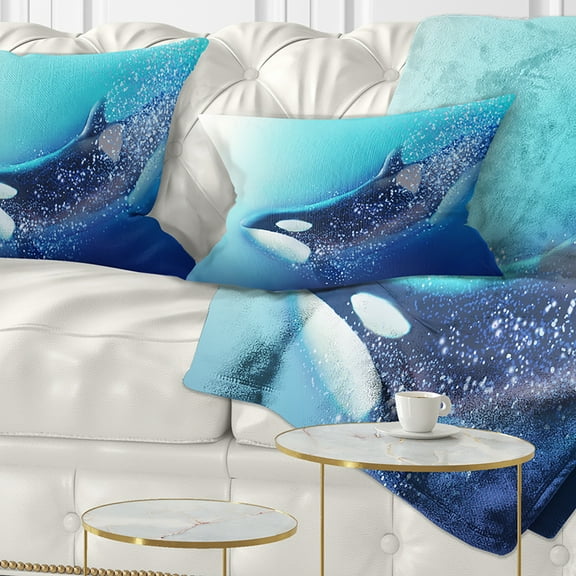 Designart Killer Whale and Sea - Animal Throw Pillow - 12x20