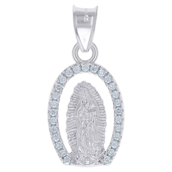 925 Sterling Silver Womens Cubic-Zirconia Guadalupe Religious Charm Pendant