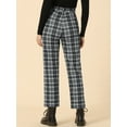 thumbnail image 3 of DARING DIVA Women's Plaid Trousers Button Tartan Check Work Pants M Black White, 3 of 5