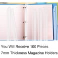 thumbnail image 2 of 100 Pack 3 Hole Punched Magazine Holders, Magazine Organizer, 3 Ring Plastic Binder Insert Strips for File Book Paper Magazine Collector, Translucent White, 2 of 8