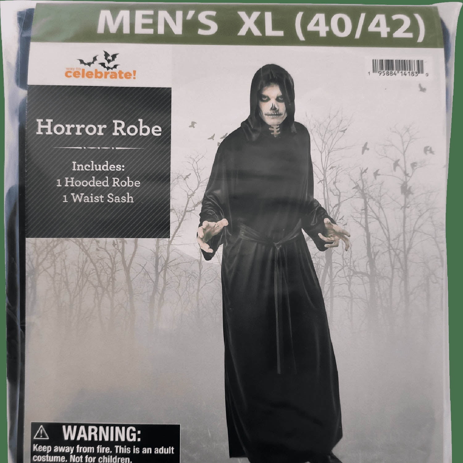 Horror Robe Costume Accessory for Adults, Black, XL (40/42), Halloween by Way To Celebrate