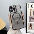 thumbnail image 2 of for iPhone 12 Pro Max Magnetic Case Compatible with MagSafe,Full Protection Slim Shockproof Elegant Anti-Scratch Back Glitter Case with Camera Lens Protector Dust-Proof Net Case 6.7" Gold, 2 of 12