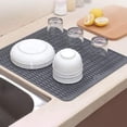 thumbnail image 5 of Jinsinto Draining Mat, Drying Mat, Drainage Mat, 40 x 30cm Non-Slip Heat Resistant Waterproof Dish Drainer Mat for Rack Hot Pots, Pans, Spoon Rest (Gray), 5 of 5
