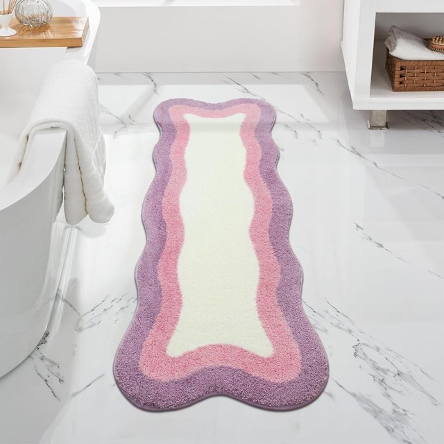 HAOCOO Bathroom Runner Rug, 18x47 inch, Microfiber Luxury Soft Non Slip Washable, Room Decor Aesthetic Long Rug for Indoor Doormat Tub Bedside Decor