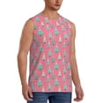 thumbnail image 2 of KLL Pastel Christmas Trees on Pink Print Workout Tank Tops Gym Sleeveless Fitness Muscle Tee-Large, 2 of 7