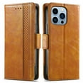 thumbnail image 2 of Feishell Business Wallet Case for iPhone 14 Pro Max 6.7 inch,Premium PU Leather Full Protection Magnetic Buckle Flip Kickstand Shockproof Phone Case with ID Credit Card Slots,Lightbrown, 2 of 15