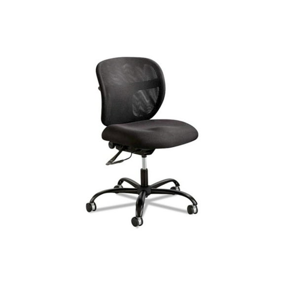 Safco Vue Intensive-Use Mesh Task Chair, Supports Up to 500 lb, 18.5" to 21" Seat Height, Black Vinyl Seat/Back, Black Base