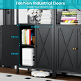 thumbnail image 3 of MONVANE Farmhouse Bookshelf and Bookcase with Doors, Crosshatch Design, 4 Shelves, 1 Pack, Black, 3 of 9