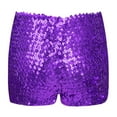 thumbnail image 2 of inlzdz Kids Girls Sequins Dance Booty Shorts Jazz Hip Hop Disco Dance Costume Athletic Gym Shorts Purple 110-120/11, 2 of 7