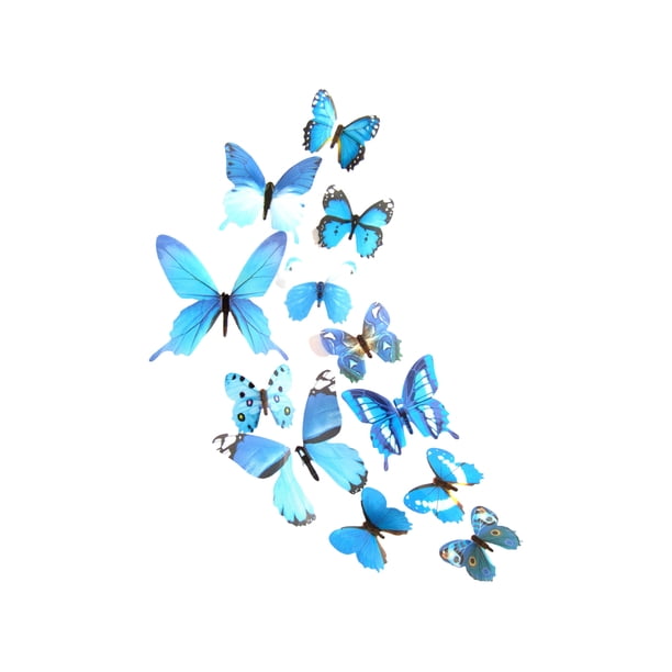 Wosthever Pegatinas de mariposas decoración del hogar sala de estar 3D simulación insecto hogar DIY calcomanía interior pared calcomanías rosa Decoración del hogar Azul Wosthever HA062284-05B