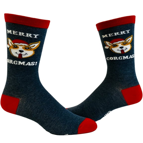 Women's Merry Corgmas Socks Funny Christmas Corgi Pet Dog Novelty Footwear