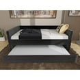 thumbnail image 3 of Tabaray Twin Daybed with Trundle - Upholstered Black Velvet Sofa Bed Frame, Gold Metal, Space-Saving Guest Bed for Apartments & Living Rooms, 3 of 8