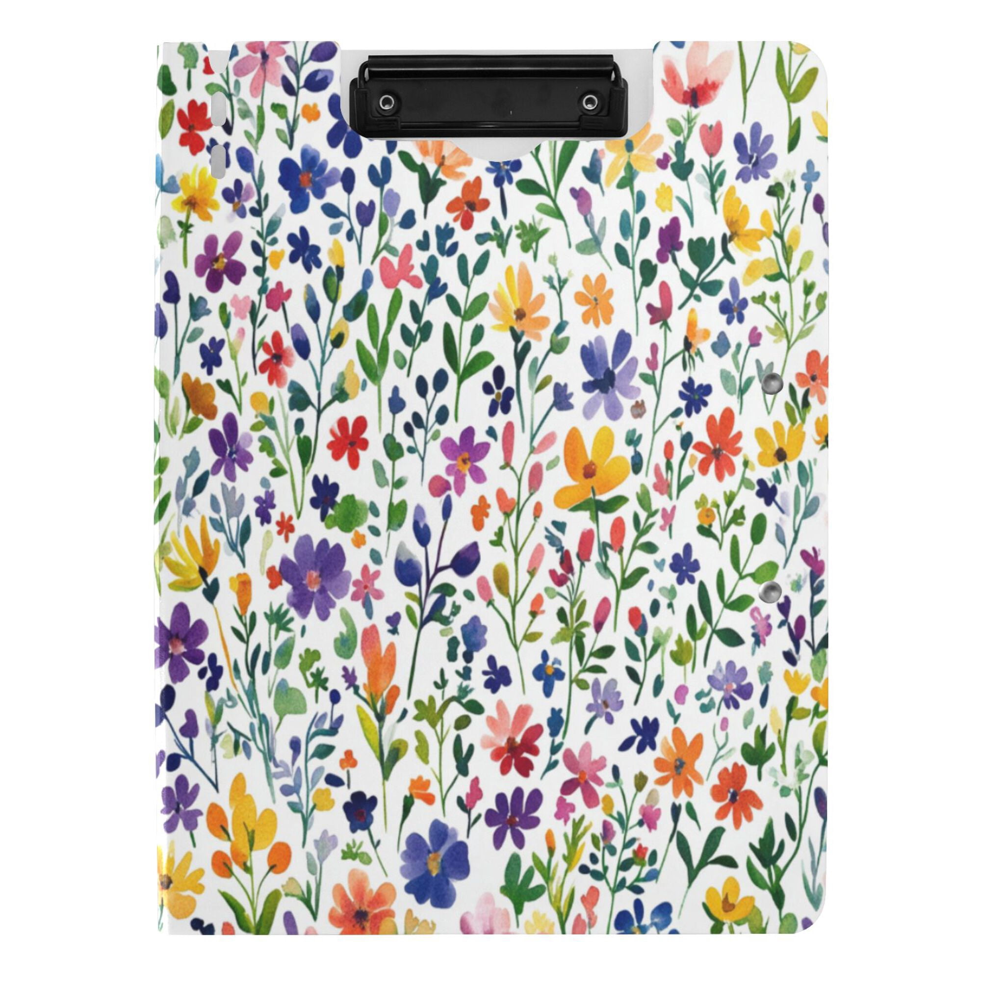 FORMRS A4 Clipboard Folder with Pen Holder Horizontal Foldable School Office Binder, Green Wildflower Pattern