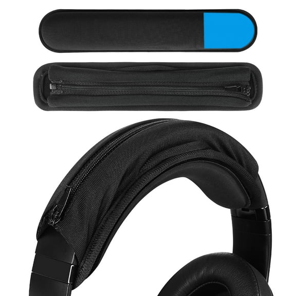 Geekria Medium Cooling-Gel Hook and Loop Headband Cover   Pad Set Protector No Tool Needed Compatible with HyperX, Turtle Beach, Razer, SteelSeries, Logitech, Corsair Headphones